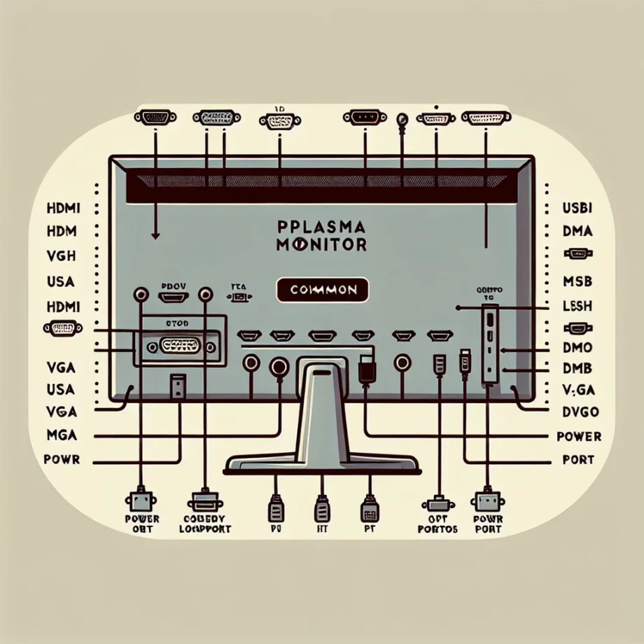 What are the common ports found on a plasma monitor?