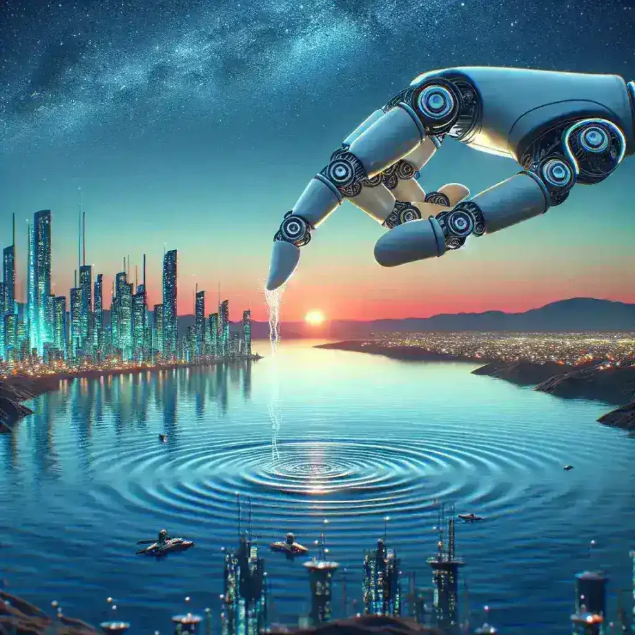 "Infographic illustrating projected percentages of freshwater resources that AI technologies could manage and optimize by 2027, highlighting key statistics and trends in water conservation."